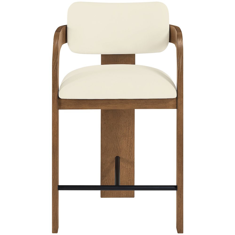 Cedra Cream Velvet Performance Fabric Upholstered Counter Stool