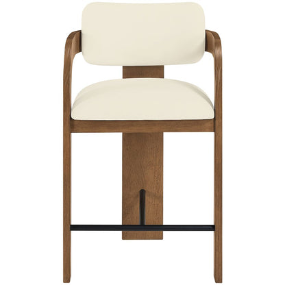 Cedra Cream Velvet Performance Fabric Upholstered Counter Stool