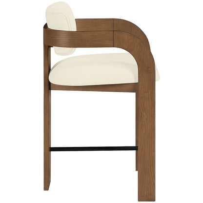 Cedra Cream Velvet Performance Fabric Upholstered Counter Stool