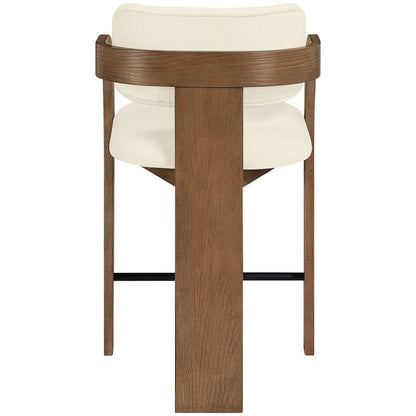 Cedra Cream Velvet Performance Fabric Upholstered Counter Stool