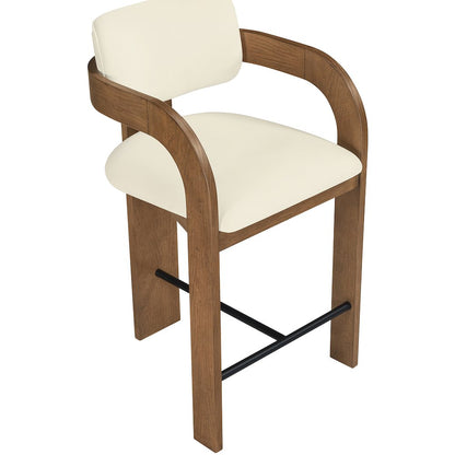 Cedra Cream Velvet Performance Fabric Upholstered Counter Stool