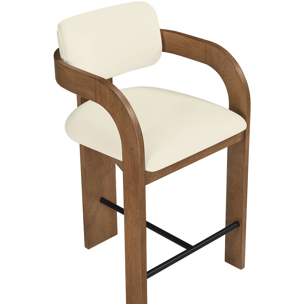 Cedra Cream Velvet Performance Fabric Upholstered Counter Stool