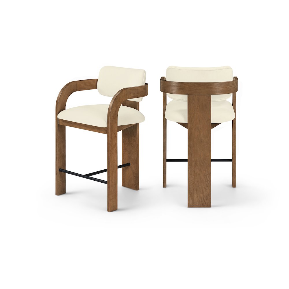 Cedra Cream Velvet Performance Fabric Upholstered Counter Stool