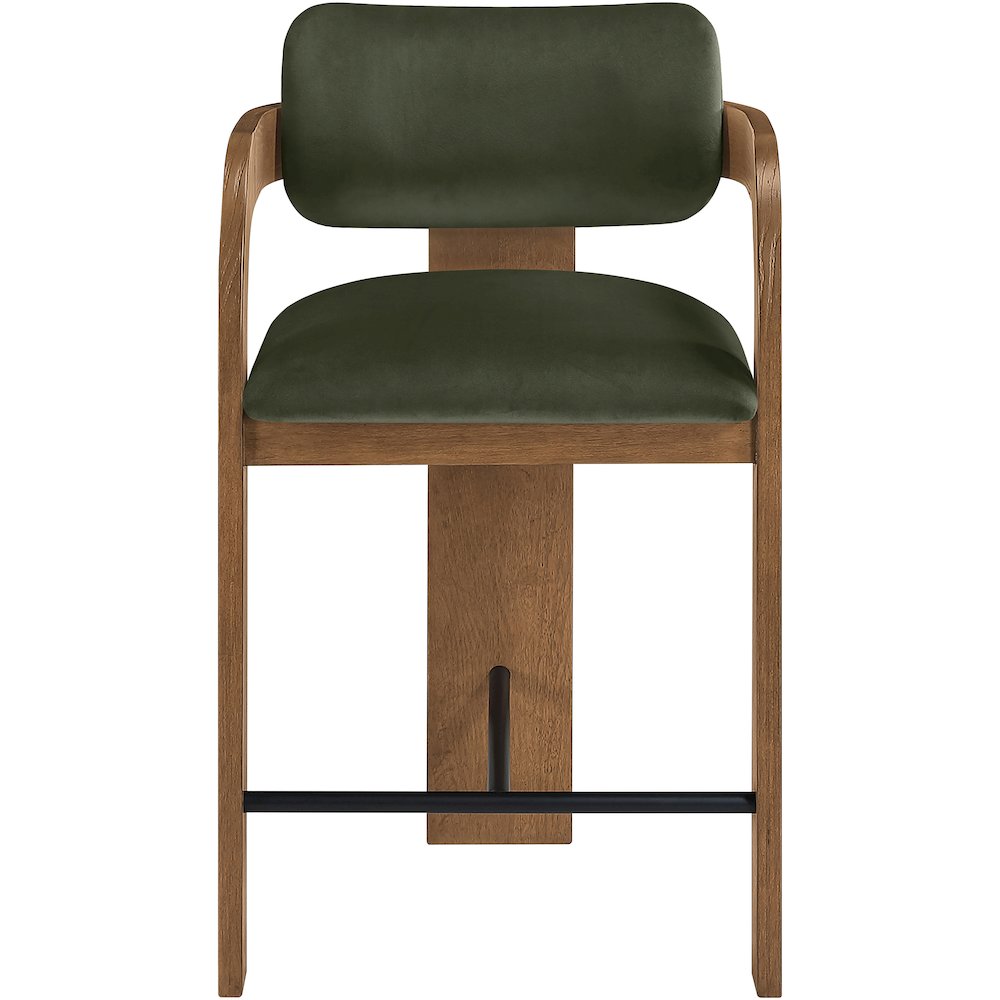 Cedra Green Velvet Performance Fabric Upholstered Counter Stool