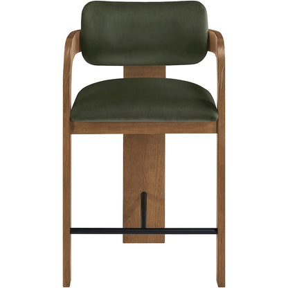Cedra Green Velvet Performance Fabric Upholstered Counter Stool