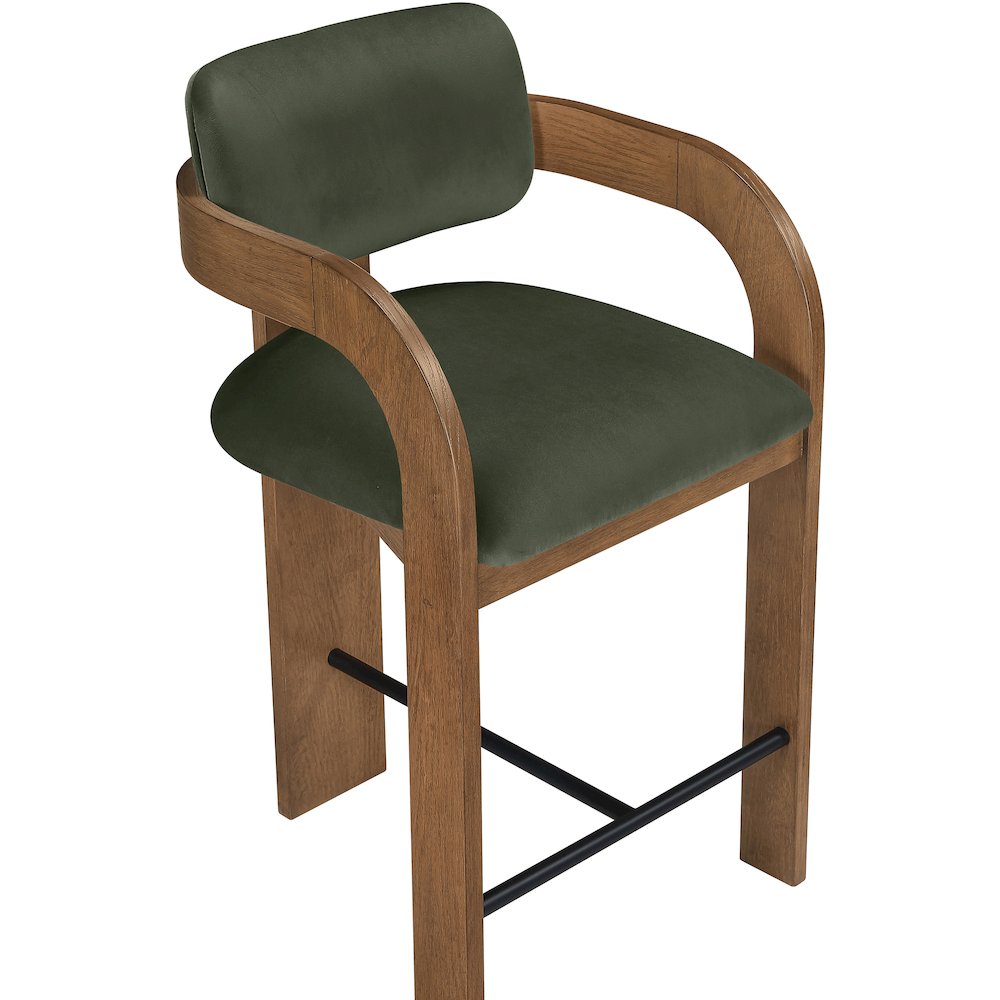 Cedra Green Velvet Performance Fabric Upholstered Counter Stool