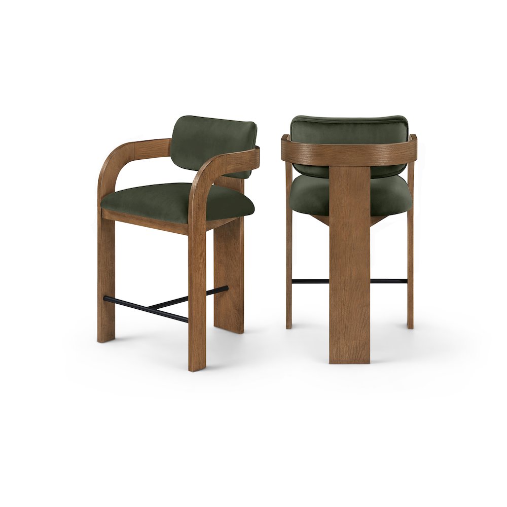 Cedra Green Velvet Performance Fabric Upholstered Counter Stool