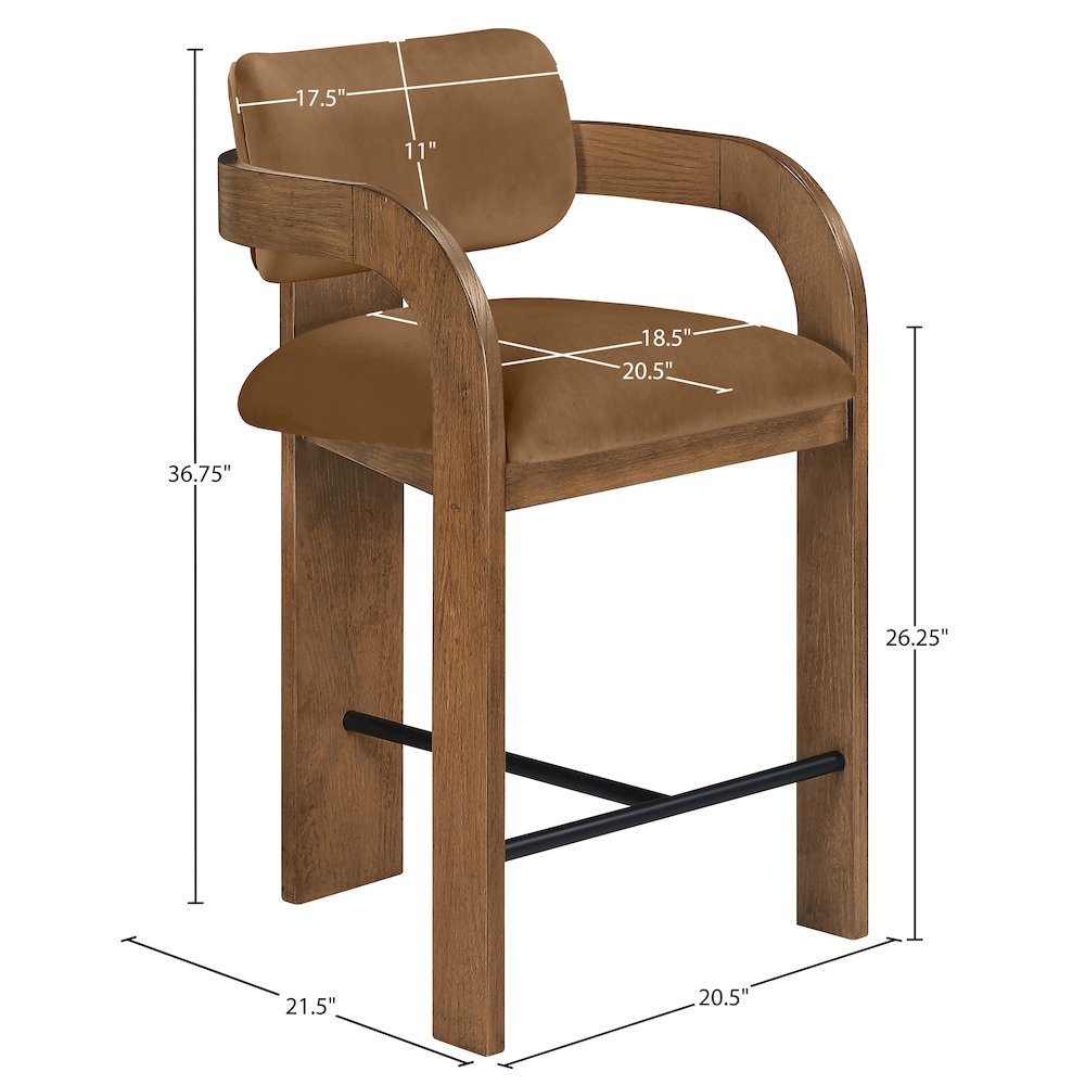 Cedra Saddle Velvet Performance Fabric Upholstered Counter Stool