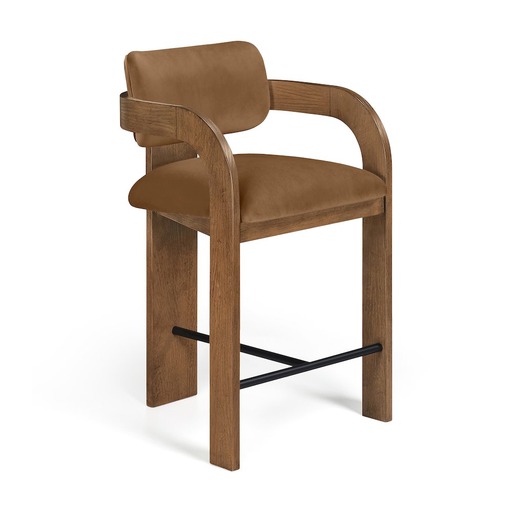 Cedra Saddle Velvet Performance Fabric Upholstered Counter Stool