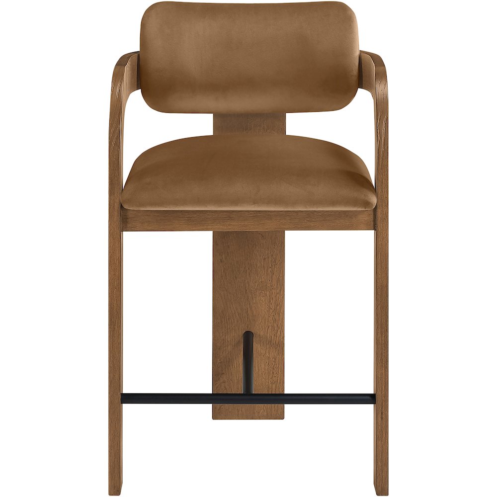 Cedra Saddle Velvet Performance Fabric Upholstered Counter Stool