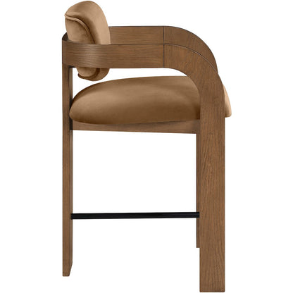 Cedra Saddle Velvet Performance Fabric Upholstered Counter Stool