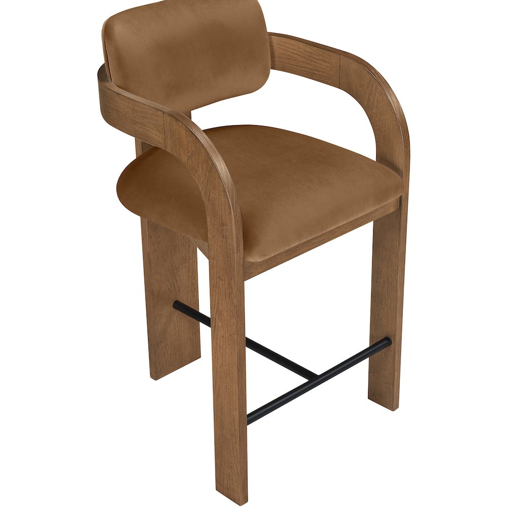 Cedra Saddle Velvet Performance Fabric Upholstered Counter Stool