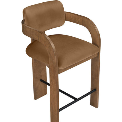 Cedra Saddle Velvet Performance Fabric Upholstered Counter Stool
