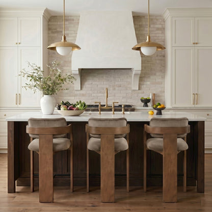 Cedra Taupe Velvet Performance Fabric Upholstered Counter Stool