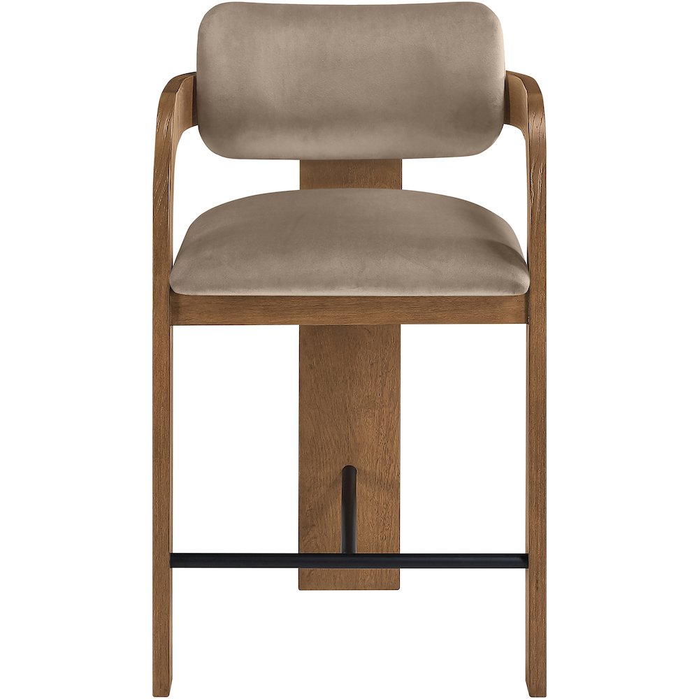 Cedra Taupe Velvet Performance Fabric Upholstered Counter Stool