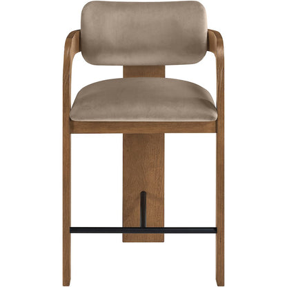 Cedra Taupe Velvet Performance Fabric Upholstered Counter Stool