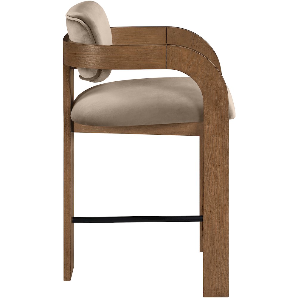 Cedra Taupe Velvet Performance Fabric Upholstered Counter Stool