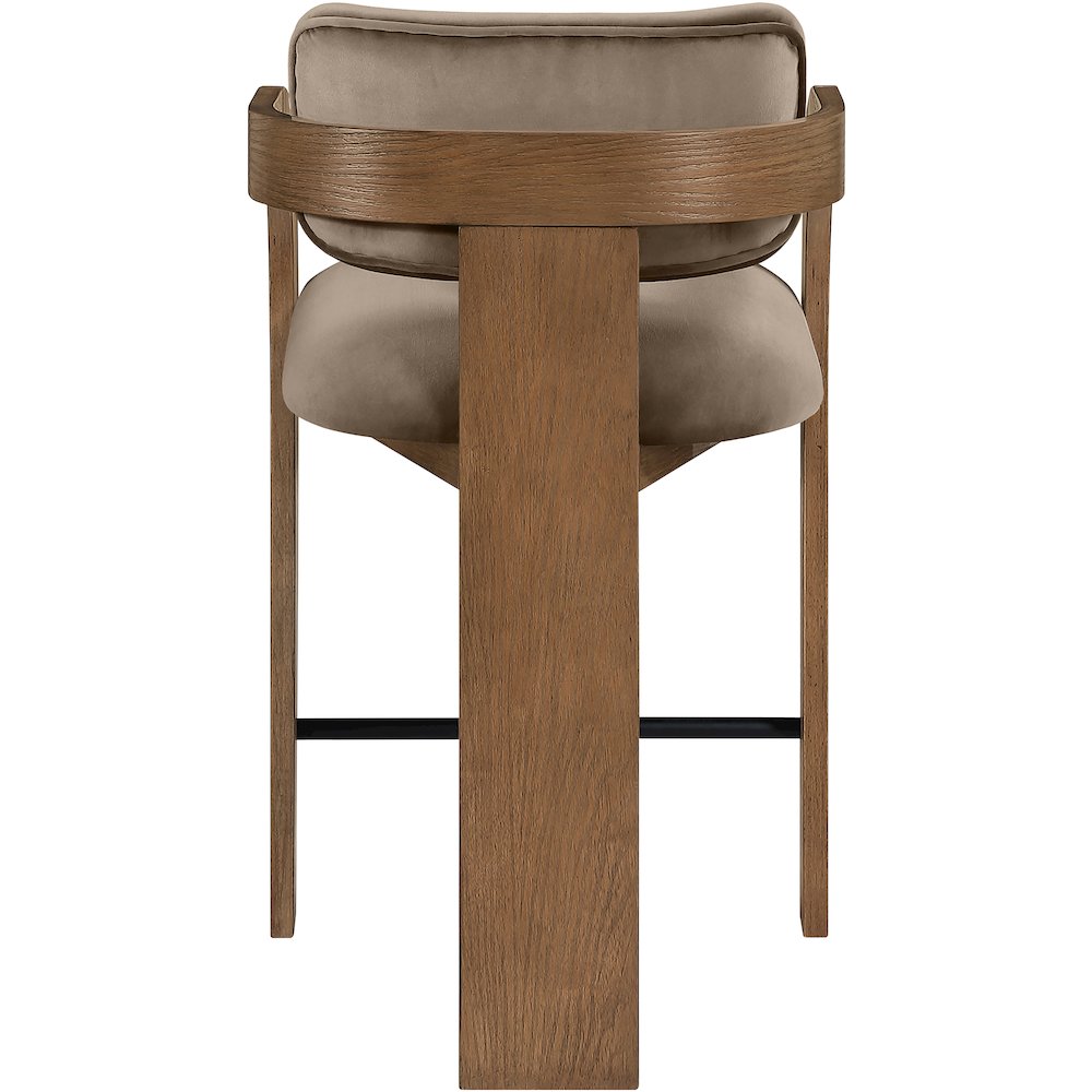 Cedra Taupe Velvet Performance Fabric Upholstered Counter Stool