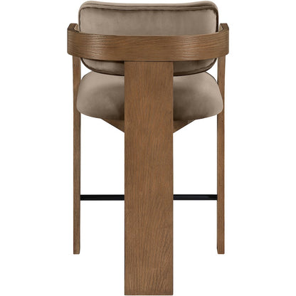 Cedra Taupe Velvet Performance Fabric Upholstered Counter Stool