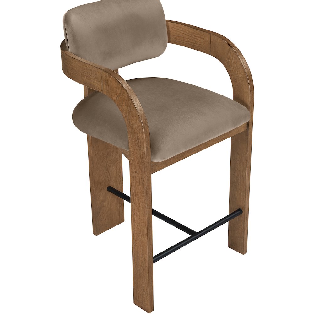 Cedra Taupe Velvet Performance Fabric Upholstered Counter Stool
