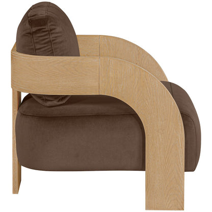 Cedra Brown Velvet Performance Fabric Upholstered Accent Chair