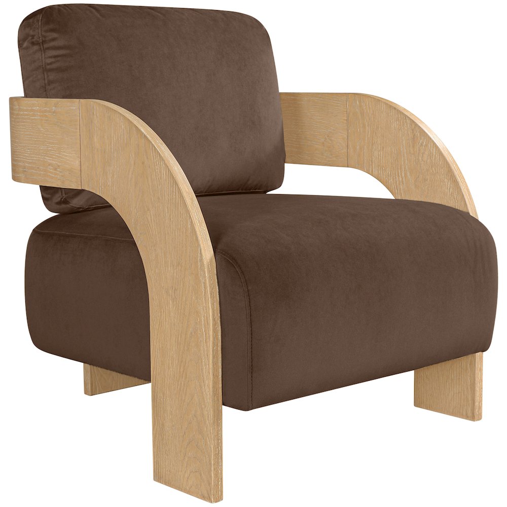 Cedra Brown Velvet Performance Fabric Upholstered Accent Chair