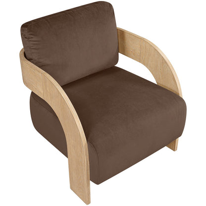 Cedra Brown Velvet Performance Fabric Upholstered Accent Chair