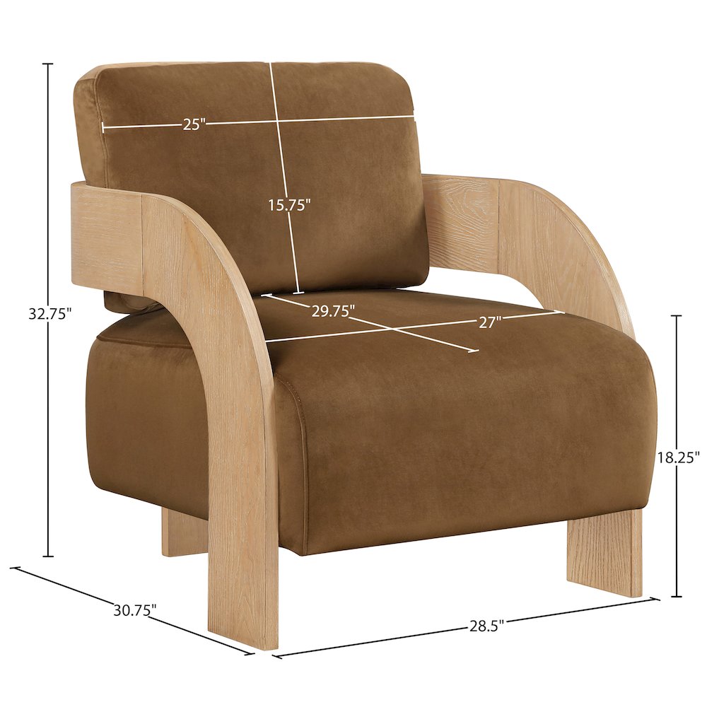 Cedra Saddle Velvet Performance Fabric Upholstered Accent Chair
