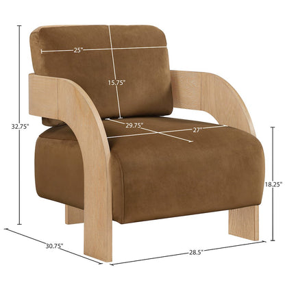 Cedra Saddle Velvet Performance Fabric Upholstered Accent Chair