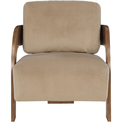 Cedra Beige Velvet Performance Fabric Upholstered Accent Chair