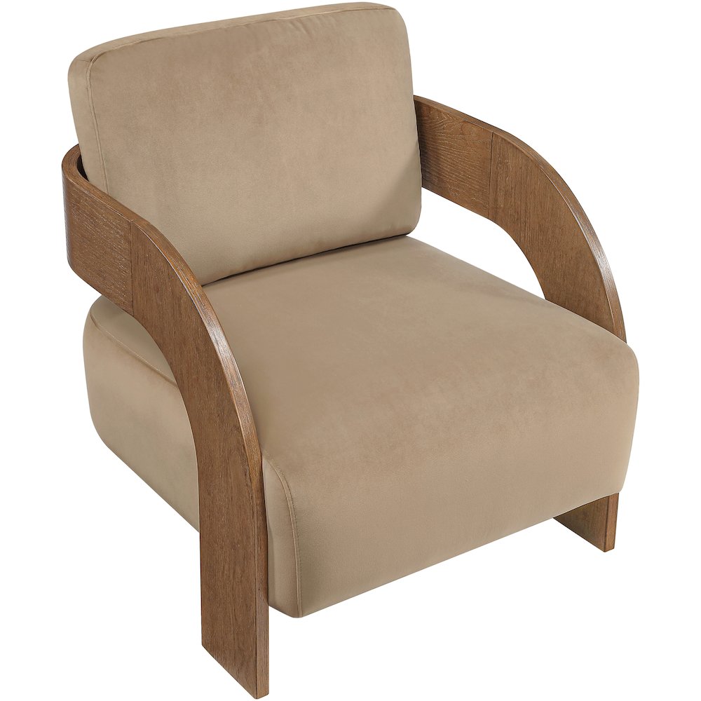 Cedra Beige Velvet Performance Fabric Upholstered Accent Chair