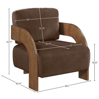 Cedra Brown Velvet Performance Fabric Upholstered Accent Chair