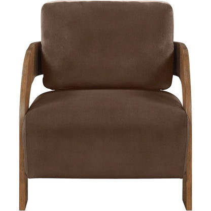 Cedra Brown Velvet Performance Fabric Upholstered Accent Chair