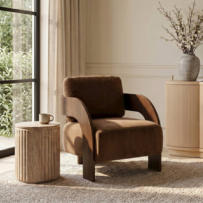 Cedra Saddle Velvet Performance Fabric Upholstered Accent Chair