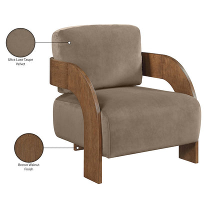Cedra Taupe Velvet Performance Fabric Upholstered Accent Chair
