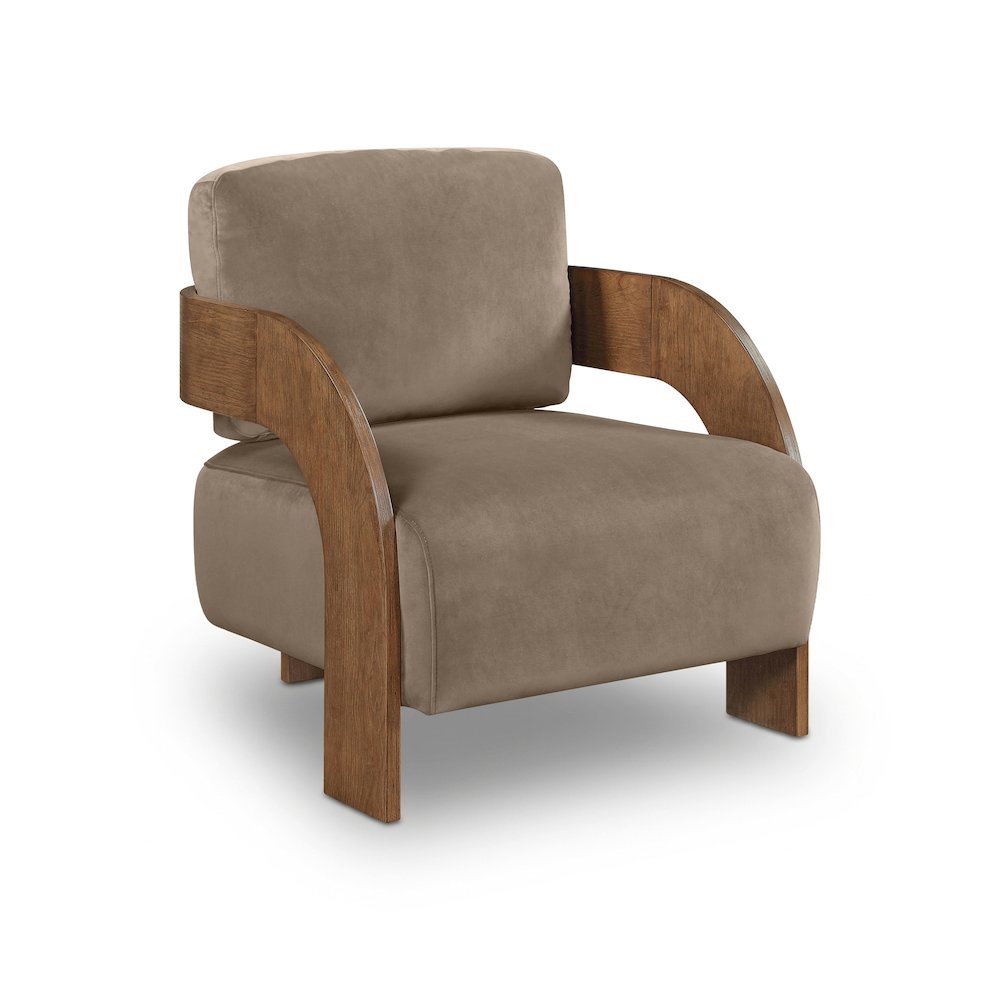 Cedra Taupe Velvet Performance Fabric Upholstered Accent Chair