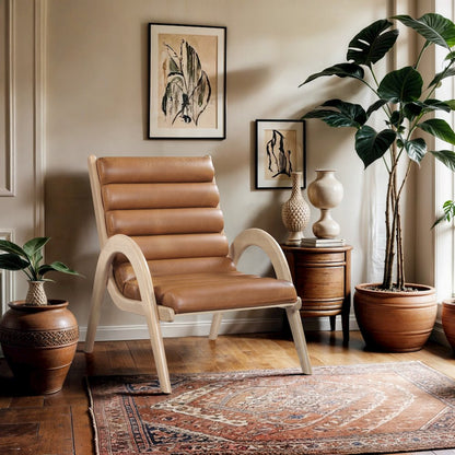 Randal Cognac Vegan Leather Upholstered Accent Chair