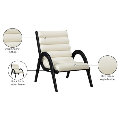 Randal Cream Vegan Leather Upholstered Accent Chair