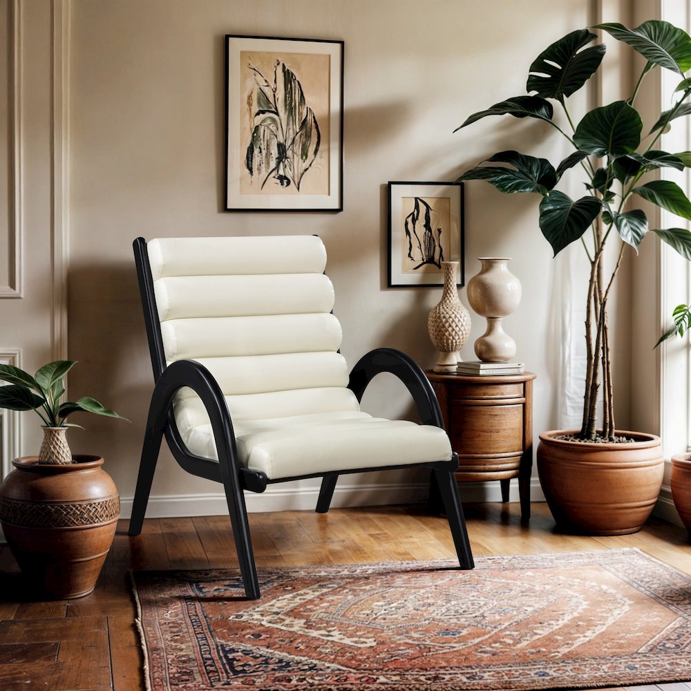 Randal Cream Vegan Leather Upholstered Accent Chair