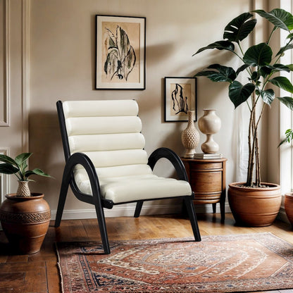 Randal Cream Vegan Leather Upholstered Accent Chair