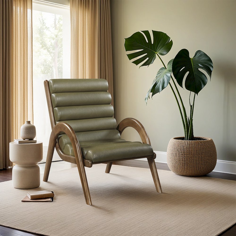 Randal Olive Vegan Leather Upholstered Accent Chair