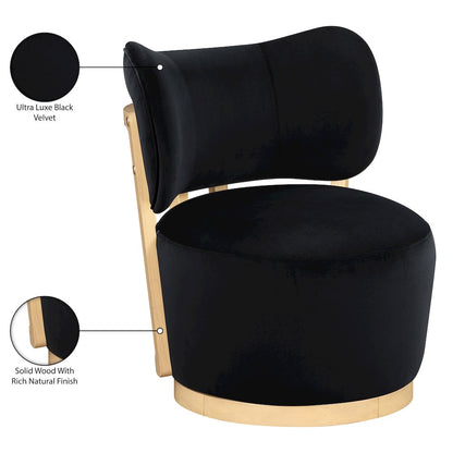 Elara Black Velvet Upholstered Swivel Accent Chair