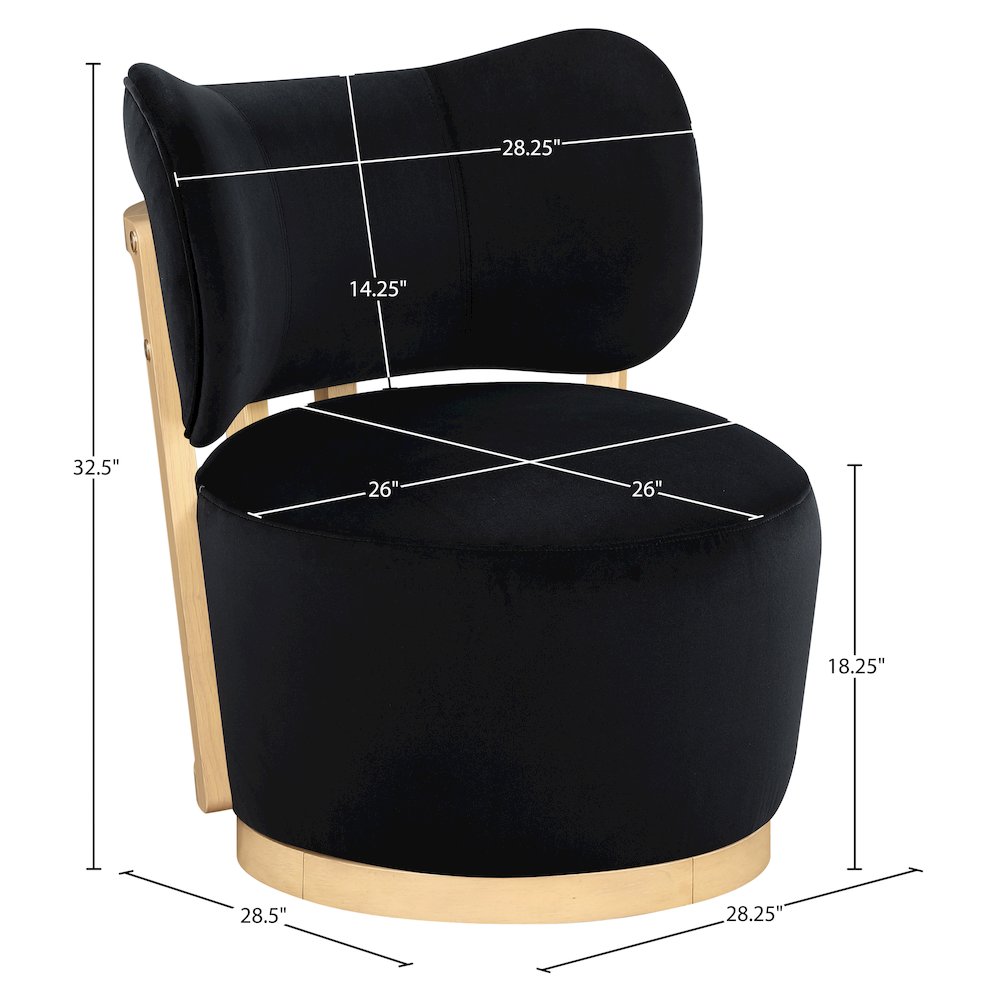 Elara Black Velvet Upholstered Swivel Accent Chair