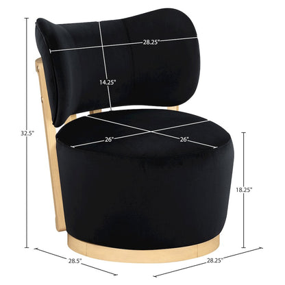 Elara Black Velvet Upholstered Swivel Accent Chair