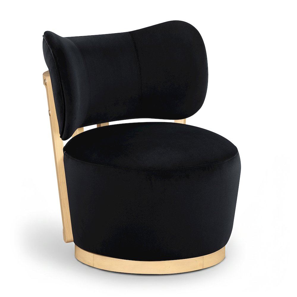 Elara Black Velvet Upholstered Swivel Accent Chair