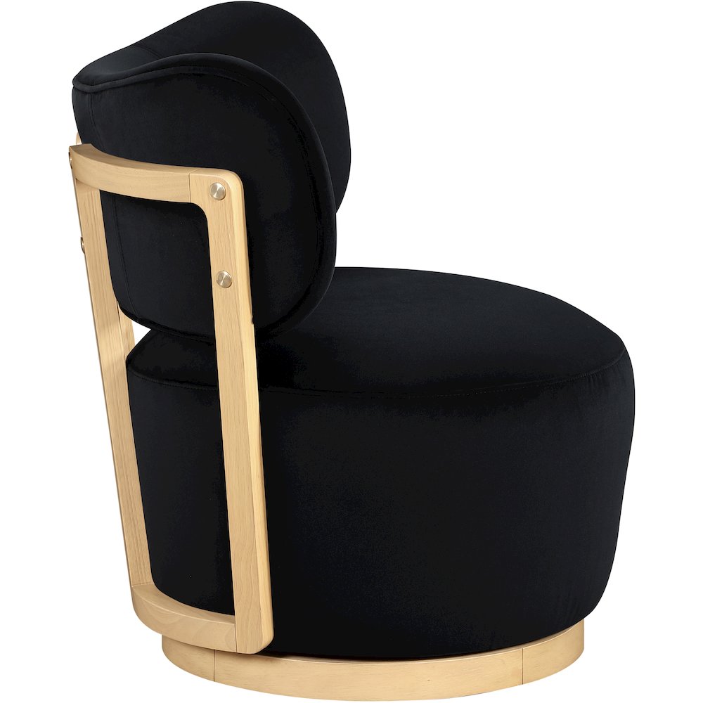 Elara Black Velvet Upholstered Swivel Accent Chair