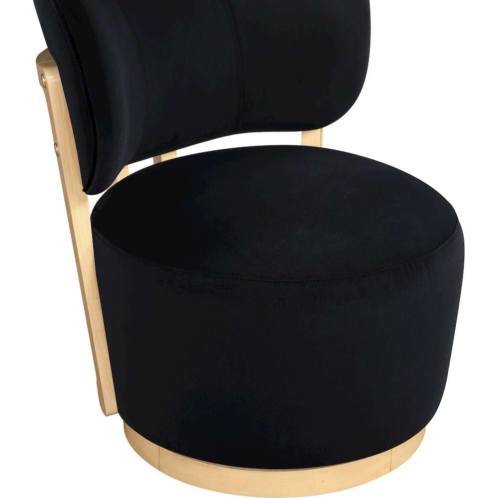 Elara Black Velvet Upholstered Swivel Accent Chair