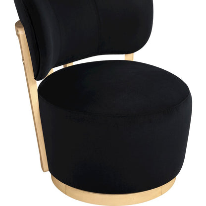 Elara Black Velvet Upholstered Swivel Accent Chair