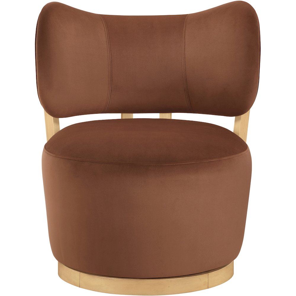 Elara Cognac Velvet Upholstered Swivel Accent Chair