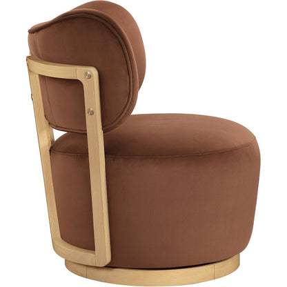 Elara Cognac Velvet Upholstered Swivel Accent Chair